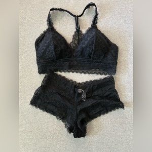 Auden black lingerie lace set including bralette and cheeky panties